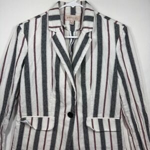 Philosophy Republic Clothing Striped‎ Linen Blend Blazer Women Size 4
